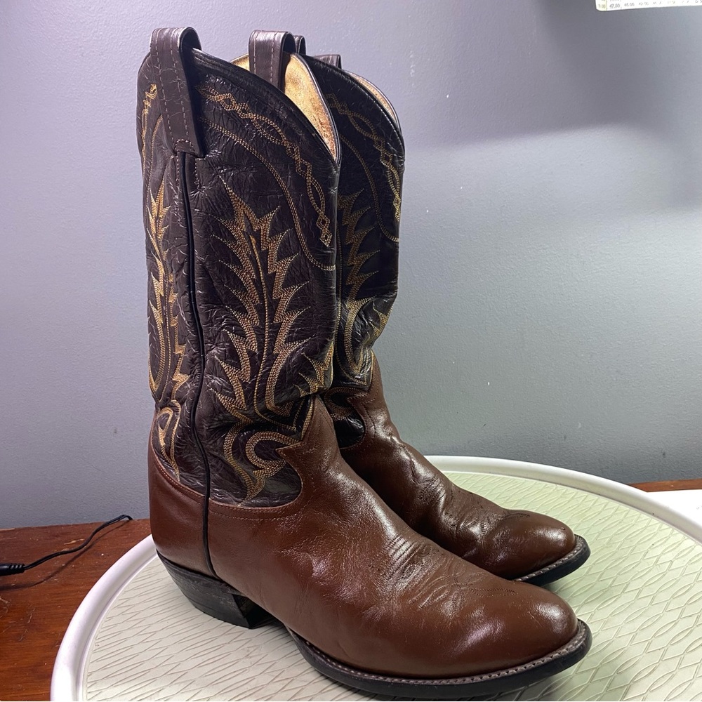 Tony Lama Men's Leather Western Cowboy Riding Boots Black&Brown 6531 Sz. 9D